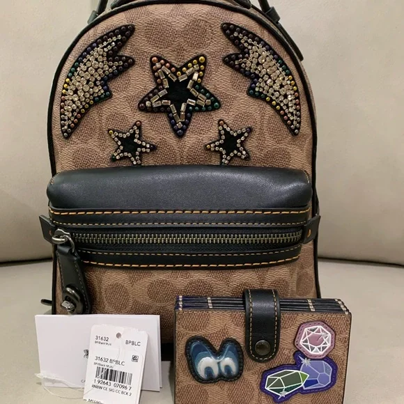 Coach | Bags | Coach Sig Stud Crystal Coated Canvas Backpack  display picture 3